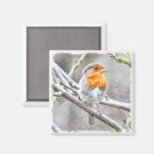 Angelic Robin Waterverf Magneet (Voorkant / Achterkant)