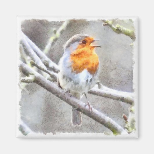 Angelic Robin Waterverf Magneet (Voorkant)