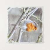 Angelic Robin Waterverf Wandkleed (Voorkant (horizontaal))