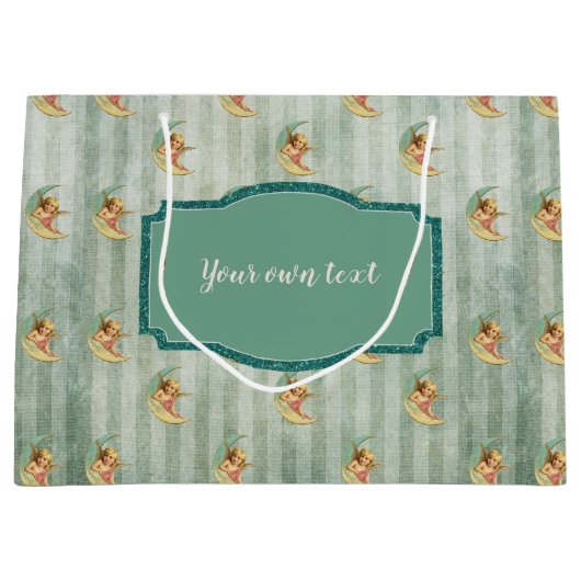 Angelic  Sage Green Stripes Large Cadeautasje (Voorkant)