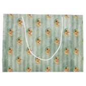 Angelic  Sage Green Stripes Large Cadeautasje (Achterkant)