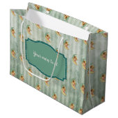 Angelic  Sage Green Stripes Large Cadeautasje (Voorkant Gekanteld)