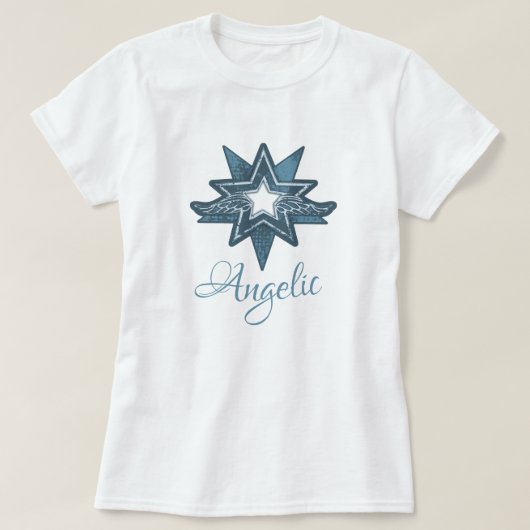 Angelic star wing art in blauw grafisch t-shirt (Design voorkant)
