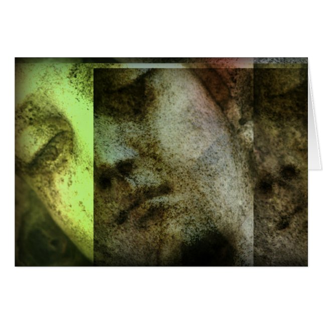  Angelic Statue Face Grunge Note Kaart. (Voorkant Horizontaal)