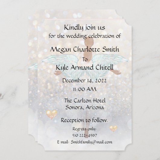 Angelic Wedding Invitation 2 Kaart (Voorkant / Achterkant)