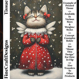 Angelic Whimsical Kitten Angel Fairy CQ7 Decoupage Tissuepapier