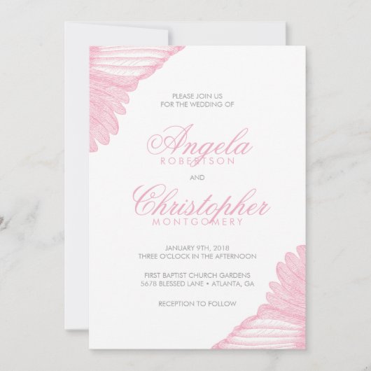 Angelic Wing Feathers Pink en Grey Kaart (Voorkant)