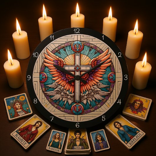 Angelic Winged Cross Grote Klok