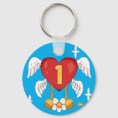 Angelic Wings Heart With Number One in The middle Sleutelhanger (Voorkant)