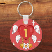 Angelic Wings Heart With Number One in The middle Sleutelhanger (Achterkant)