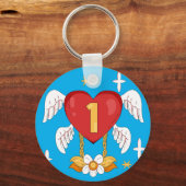Angelic Wings Heart With Number One in The middle Sleutelhanger (Voorkant)