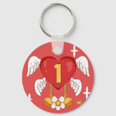 Angelic Wings Heart With Number One in The middle Sleutelhanger (Achterkant)