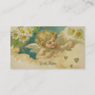 Angelica Elegant Visitekaartje met Daisies Hearts