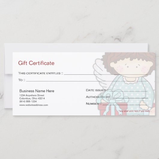 Angelica houdt van kerstfeestdag-cadeaubon (Achterkant)