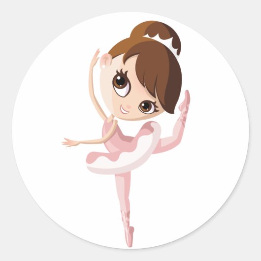 Angelina de Ballerina Ronde Sticker (Voorkant)