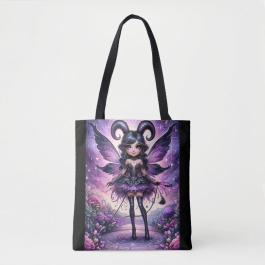 Angelina Paarse Gotische Fairy Schorpioen Horens Z Tote Bag (Voorkant)