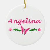 Angelina (roze vlinder) keramisch ornament (Voorkant)