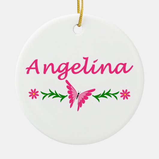 Angelina (roze vlinder) keramisch ornament (Voorkant)