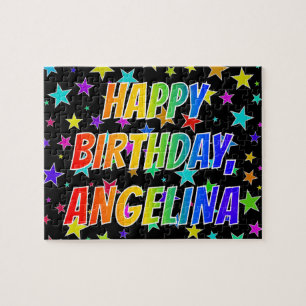 "ANGELINA" Voornaam, geun "HAPPY BIRTHDAY" Legpuzzel