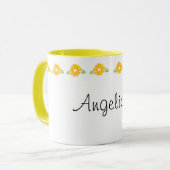 Angelique Name Yellow Flowers Mok (Voorkant links)