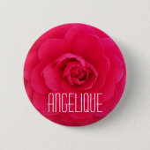 Angelique op een roze Camellia Ronde Button 5,7 Cm (Voorkant)