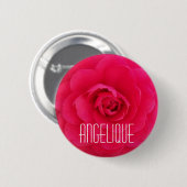 Angelique op een roze Camellia Ronde Button 5,7 Cm (Voorkant /achterkant)