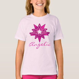 Angelische sterren, roze roze T-shirt