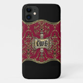 AngelRhyse Crimsong Elegant Damask Monogram Case-Mate iPhone Case (Achterkant)