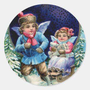 Angels als Kinderkerstcadeaus Victoriaans Afbeeldi Ronde Sticker