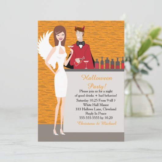 Angels and Devils Halloween Invitation (CA) Kaart (Staand voorkant)