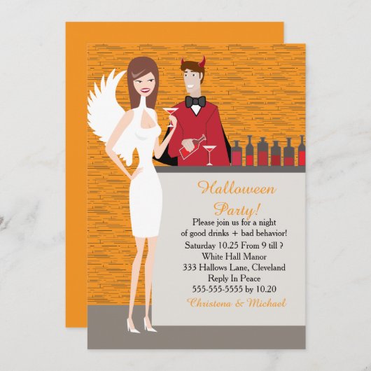 Angels and Devils Halloween Invitation (CA) Kaart (Voorkant / Achterkant)