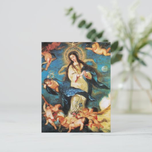 Angels and Immaculate Conception of Virgin Feestdagenkaart (Staand voorkant)