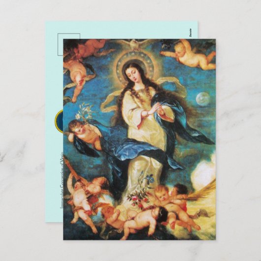 Angels and Immaculate Conception of Virgin Feestdagenkaart (Voorkant / Achterkant)