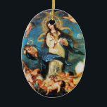 Angels and Immaculate Conception of Virgin Keramisch Ornament<br><div class="desc">Immaculate Conception of Virgin is een schilderij van de Spaanse Baroque-meester van Hose Antolinez Madrid 1665 Spanje .Elegant met een helder blauw sapphire gem stone.</div>