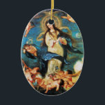 Angels and Immaculate Conception of Virgin Keramisch Ornament<br><div class="desc">Immaculate Conception of Virgin is een schilderij van de Spaanse Baroque-meester van Hose Antolinez Madrid 1665 Spanje .Elegant met een helder blauw sapphire gem stone.</div>