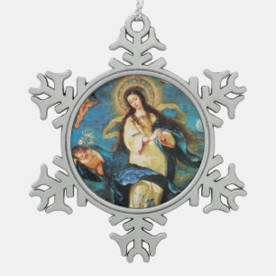 Angels and Immaculate Conception of Virgin Tin Sneeuwvlok Ornament