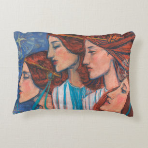 Angels Art Nouveau Ginger Auburn Red Hair Women Accent Kussen