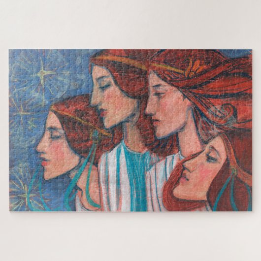Angels Art Nouveau Ginger Auburn Red Hair Women Legpuzzel (Horizontaal)
