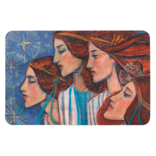 Angels Art Nouveau Ginger Auburn Red Hair Women Magneet