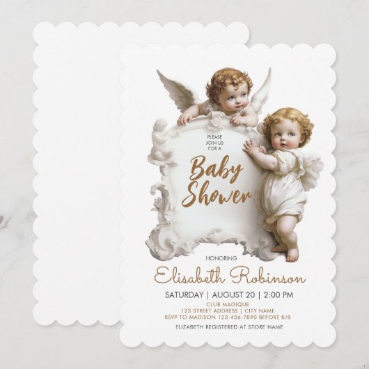 Angels Baby shower gepersonaliseerd Kaart (Voorkant / Achterkant)