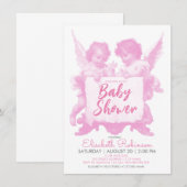 Angels Baby shower roze gepersonaliseerd Kaart (Voorkant / Achterkant)