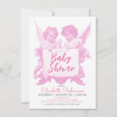Angels Baby shower roze gepersonaliseerd Kaart (Voorkant)