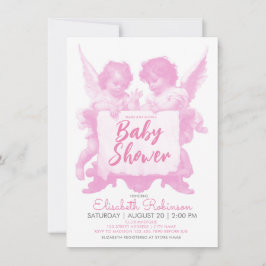 Angels Baby shower roze gepersonaliseerd Kaart