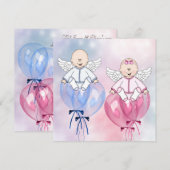Angels Balloons Roze en Blauw Onthullen Kaart (Voorkant / Achterkant)