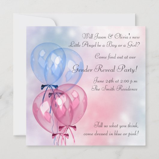 Angels Balloons Roze en Blauw Onthullen Kaart (Achterkant)