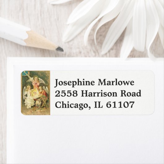 Angels bewondert de Baby Jesus Etiket (Insitu)