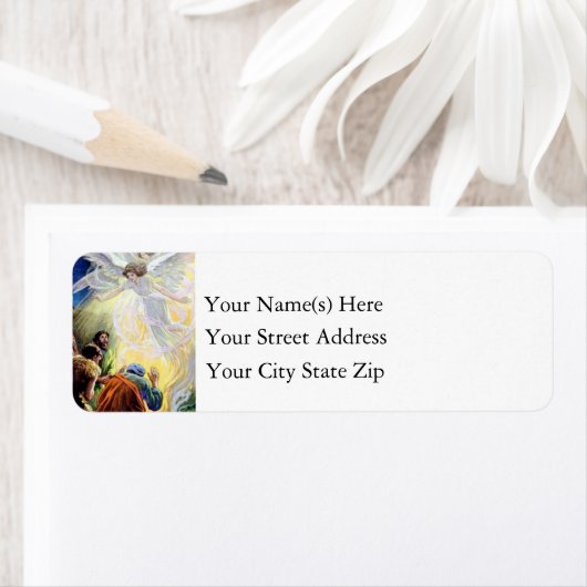 Angels bezoekt  kerstfeestjes etiket (Insitu)