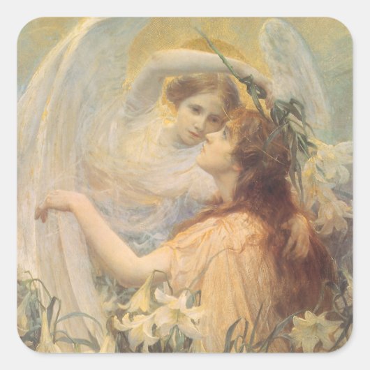 Angel's boodschap van George Swinstead,  kunst Vierkante Sticker (Voorkant)