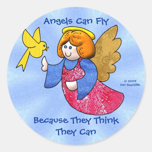 Angels Can Fly Ronde Sticker (Voorkant)