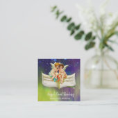*  Angels Cherub Fairy Antiek vel Music Vierkante Visitekaartje (Staand voorkant)